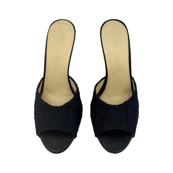 BOTTEGA VENETA Peep Toe Abstract Solid High Heel Sandals Black 7B - Picture 5 of 13